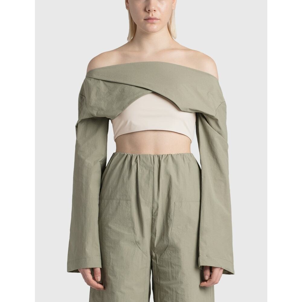 Paris Georgia Twisted Bandeau Long Sleeve Tube Top Fawn - S